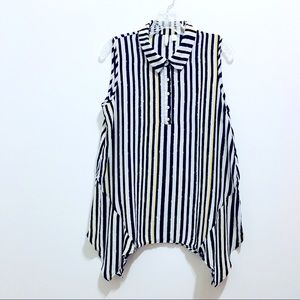 C Est 1946 Women’s Sleeveless Striped Shirt with Buttons